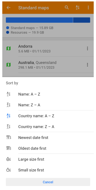 Local data sorting options