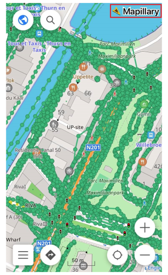 Mapillary plugin Map Conntext menu iOS