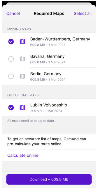 Message no maps when building navigation iOS