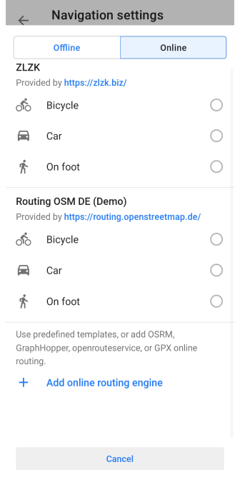 Navigation Settings Android